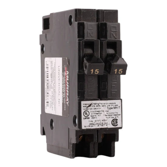 Murray MP1515N 15A/15A Duplex Thermal-Magnetic Circuit Breaker – Plug-In – 240V