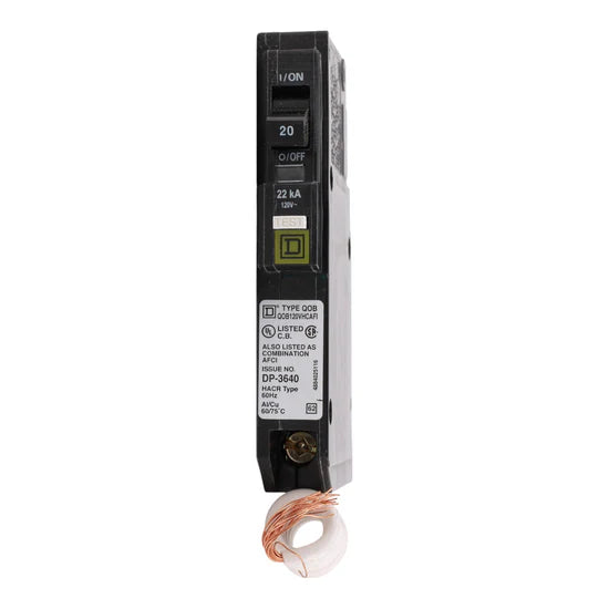 Square D QOB120VHCAFI 20A 1-Pole CAFI Circuit Breaker – Bolt-On – 120V