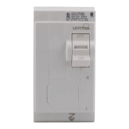 Leviton LB245-T: 45A 2P 120/240V Standard Plug-On Neutral Circuit Breaker