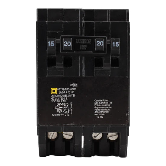 Square D HOMT1515220 15A/20A Quad Thermal Magnetic Circuit Breaker – Plug-In – 120/240V