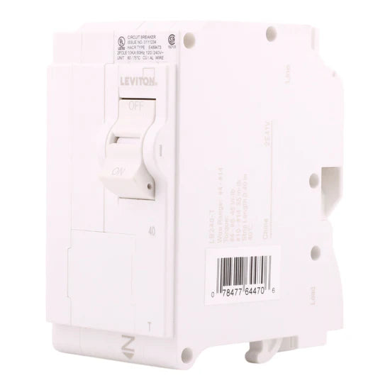 Leviton LB240-T 40A 2-Pole Standard Thermal Magnetic Breaker – Plug-On Neutral – 120/240V