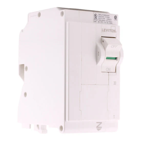 Leviton LB220-T 20A 2-Pole Thermal Magnetic Circuit Breaker – Plug-On – 120/240V