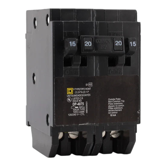 Square D HOMT1515220 15A/20A Quad Thermal Magnetic Circuit Breaker – Plug-In – 120/240V
