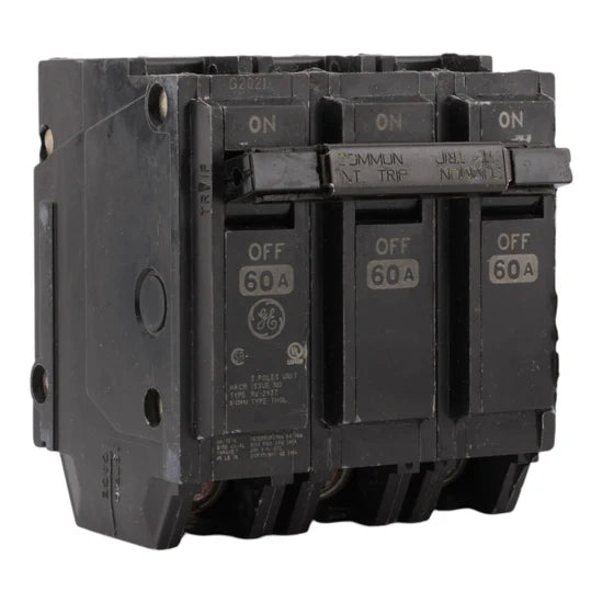 GE THQL32060 60 Amp 3-Pole Thermal-Magnetic Circuit Breaker – Plug-In – 240V
