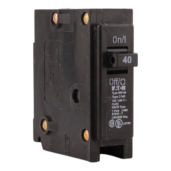 Eaton BR140 40A 1-Pole Thermal Magnetic – Plug-On – 120/240V
