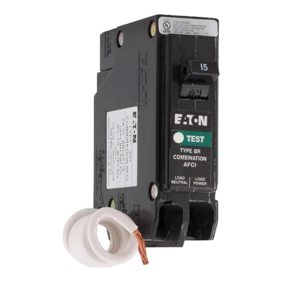 Eaton BRCAF115 15A 1-Pole Combination AFCI Arc Fault Circuit Breaker – Pigtail – 120/240V
