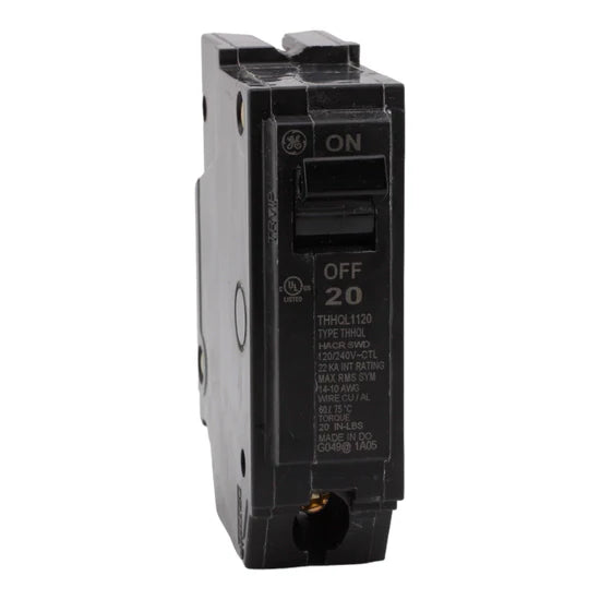 GE THHQL1120 20A 1-Pole Thermal-Magnetic Circuit Breaker – Plug-In – 120/240V