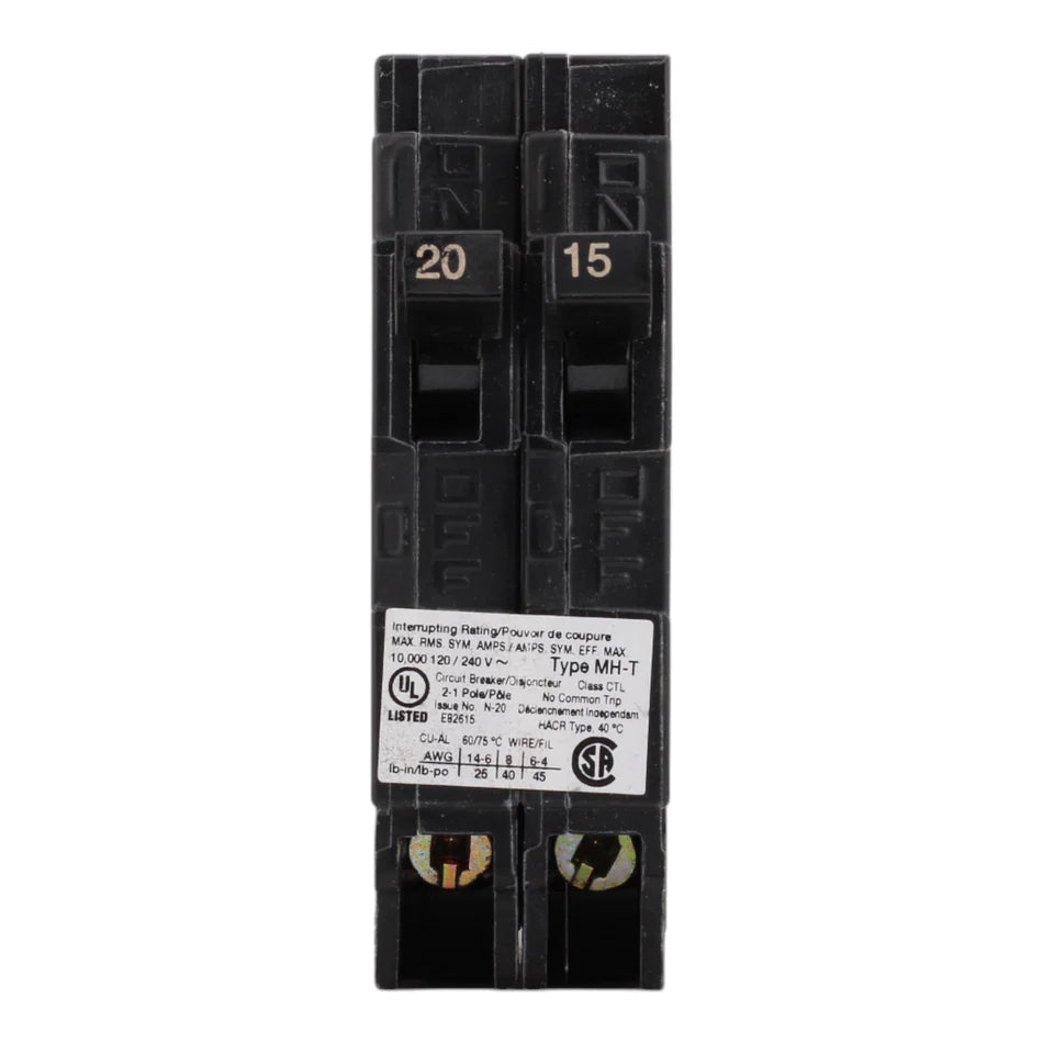 Murray MP2015 20/15A 120V 1-Pole Duplex Thermal Magnetic Circuit Breaker – Type MH-T