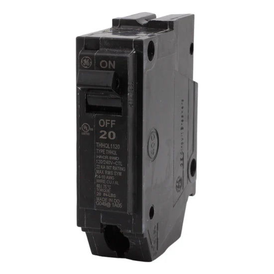 GE THHQL1120 20A 1-Pole Thermal-Magnetic Circuit Breaker – Plug-In – 120/240V
