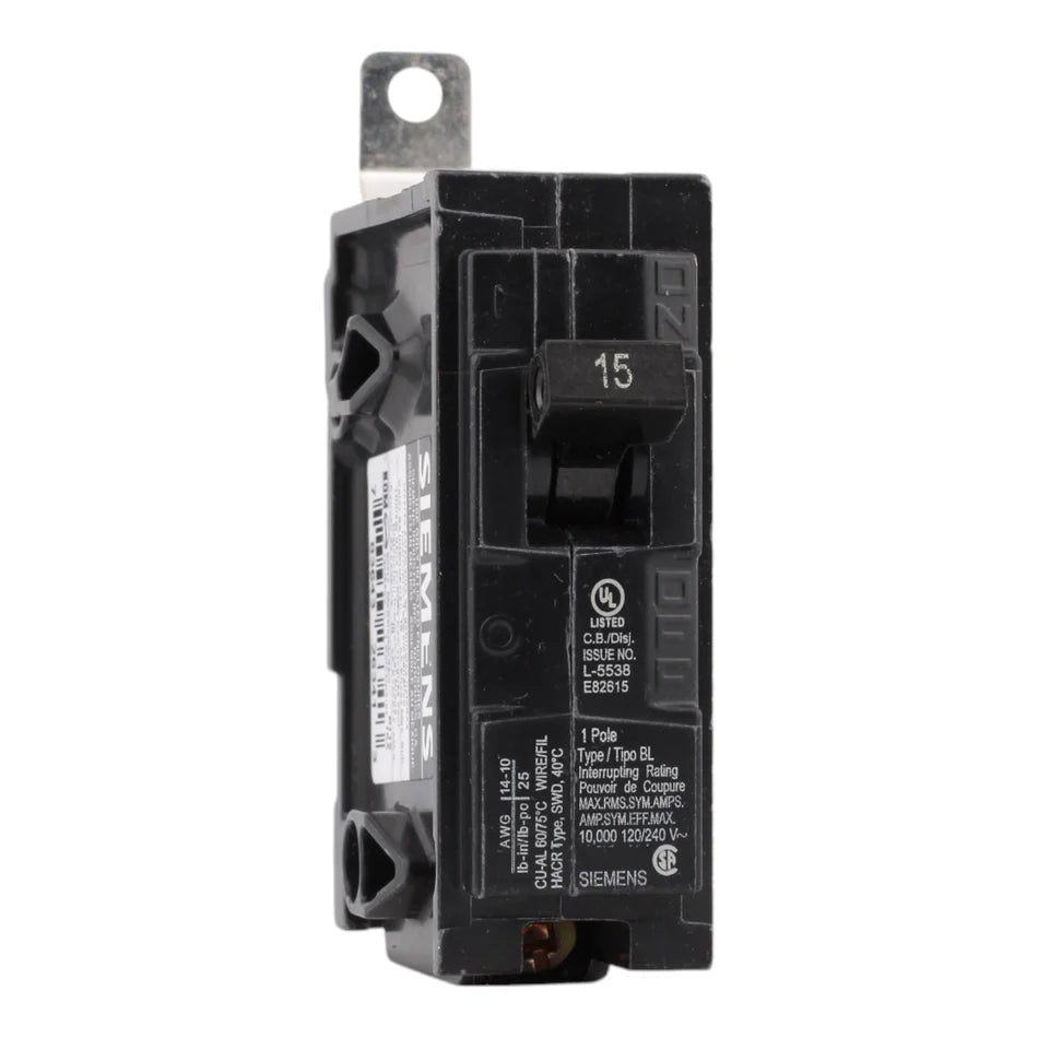 Siemens B115 15 Amp Single-Pole Thermal Magnetic Circuit Breaker – 120V – Bolt-On