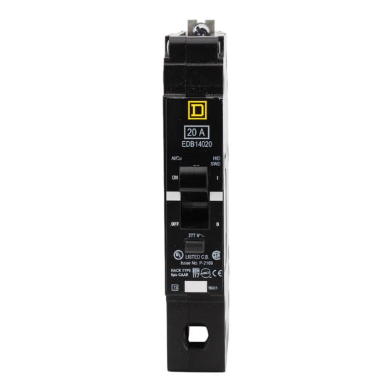 Square D EDB14020 20A 1-Pole Thermal-Magnetic Circuit Breaker – Bolt-On – 277V