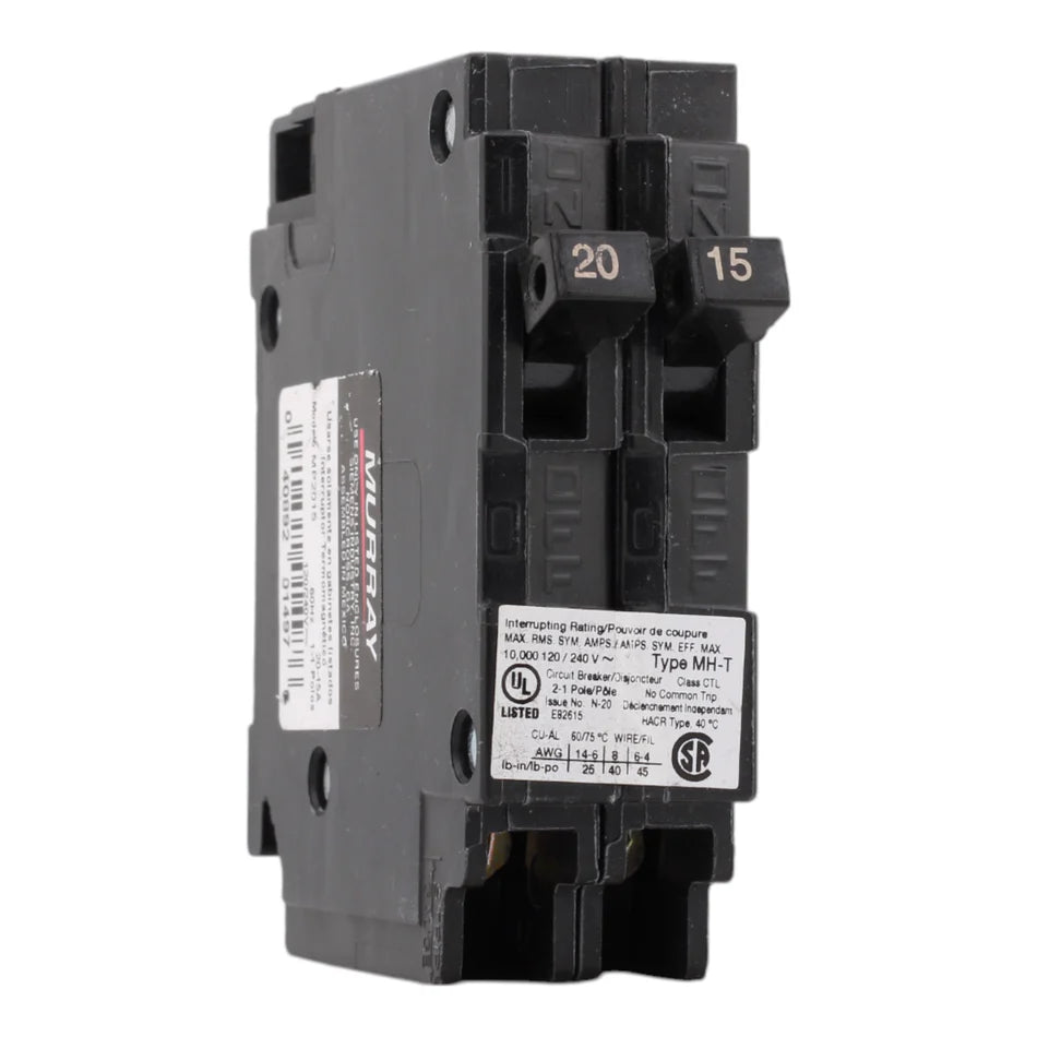 Murray MP2015 20/15A 120V 1-Pole Duplex Thermal Magnetic Circuit Breaker – Type MH-T