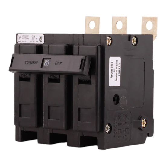 Eaton BAB3080H 80A 3-Pole Thermal-Magnetic Breaker – Bolt-On – 240V