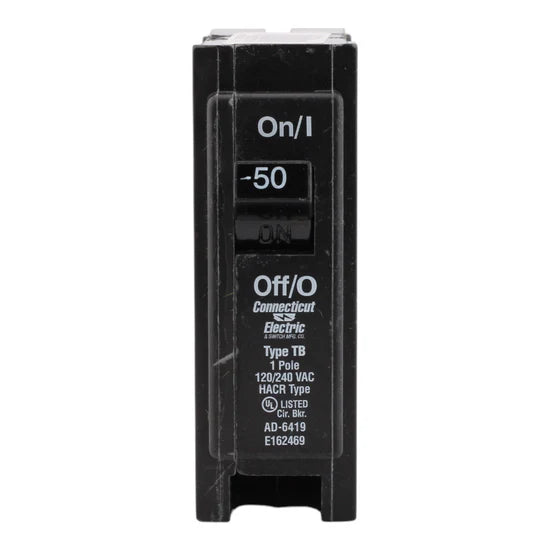 Connecticut Electric UBITB150 50A 1-Pole Molded Case Circuit Breaker – Plug-In – 240V
