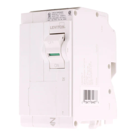 Leviton LB225-T 25A 2-Pole Standard Thermal Magnetic Breaker – Plug-On Neutral – 120/240V