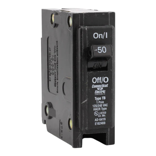 Connecticut Electric UBITB150 50A 1-Pole Molded Case Circuit Breaker – Plug-In – 240V