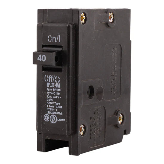 Eaton BR140 40A 1-Pole Thermal Magnetic – Plug-On – 120/240V
