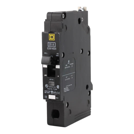 Square D EDB14020 20A 1-Pole Thermal-Magnetic Circuit Breaker – Bolt-On – 277V