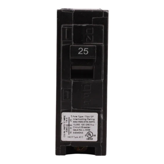 Siemens QP Q125 25A 1-Pole Thermal Magnetic – Plug-In – 120V
