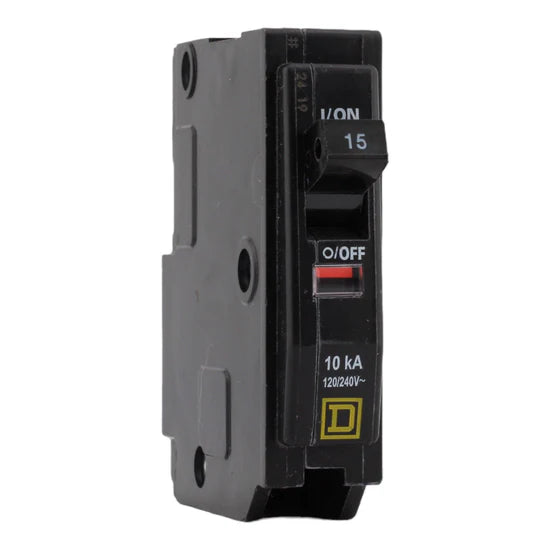 Square D QO115 15A 1‑Pole Miniature Circuit Breaker – Plug‑On Neutral – 120/240V