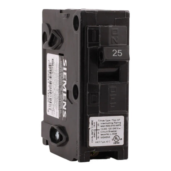 Siemens QP Q125 25A 1-Pole Thermal Magnetic – Plug-In – 120V