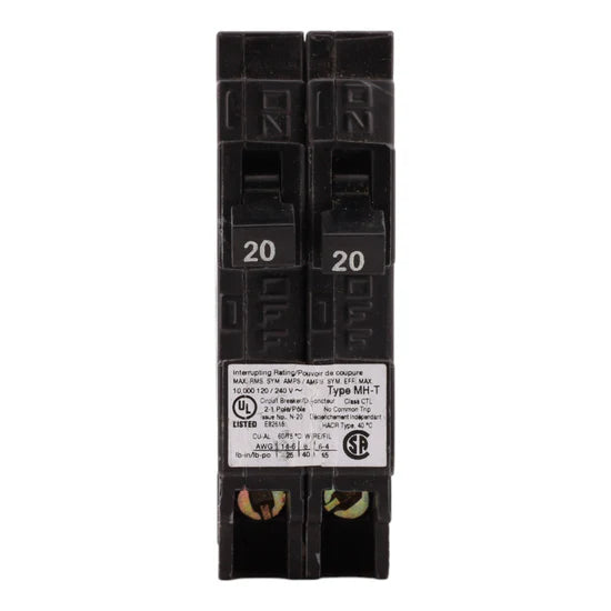 Murray MP2020 20A/20A 2-Pole Thermal-Magnetic Circuit Breaker – Plug-In – 120V
