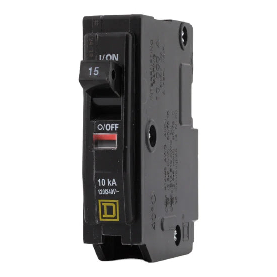 Square D QO115 15A 1‑Pole Miniature Circuit Breaker – Plug‑On Neutral – 120/240V