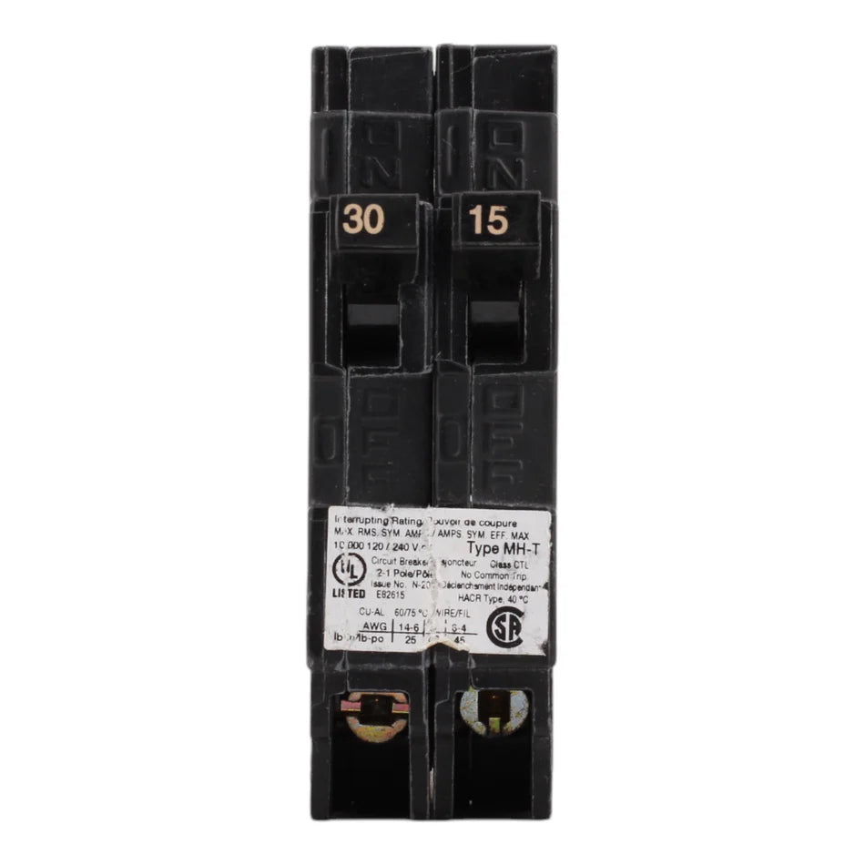 Murray MP3015 30/15A 120V 2-Pole Duplex Thermal Magnetic Circuit Breaker – Type MH-T