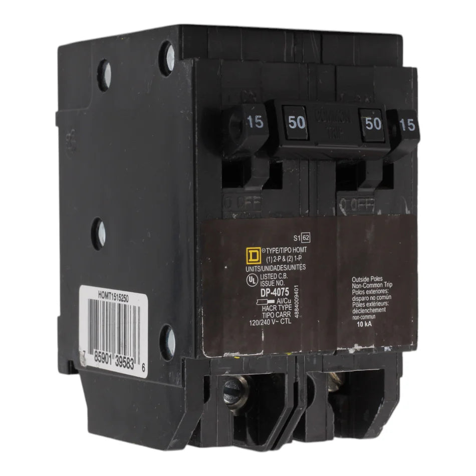 Square D HOMT1515250 15/15/50A 120/240V Quad Tandem Circuit Breaker – Homeline – UL