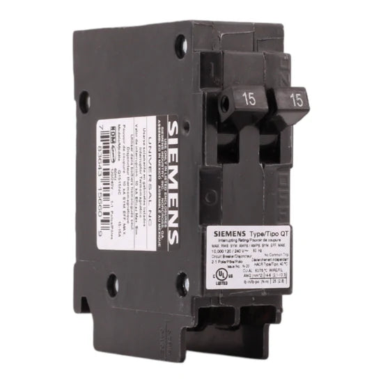 Siemens Q1515NC 15/15A 1-Pole Duplex Non-CTL Circuit Breaker – Plug-In – 120V