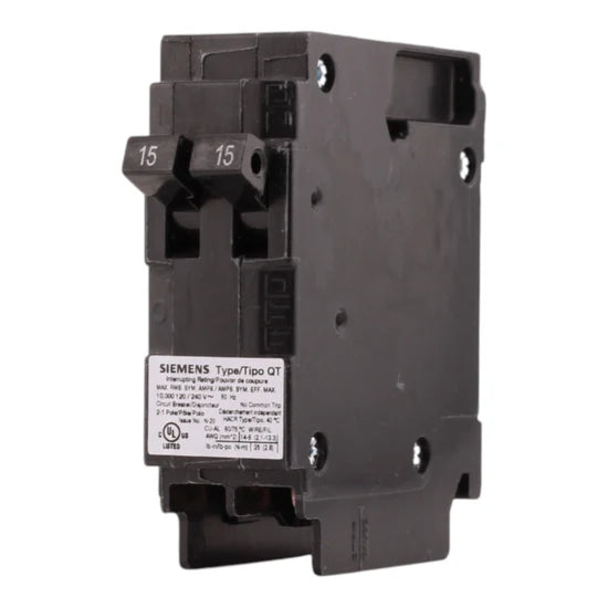 Siemens Q1515NC 15/15A 1-Pole Duplex Non-CTL Circuit Breaker – Plug-In – 120V