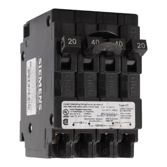 Siemens Q22040CT 20-40A Duplex/Triplex/Quadplex Thermal Magnetic Circuit Breaker – Plug-In – 120/240V