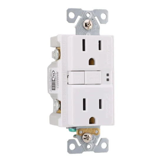 Eaton TRSGF15W 15A 2-Pole Tamper-Resistant GFCI Duplex Receptacle with Cover – Flush Mount – 125V