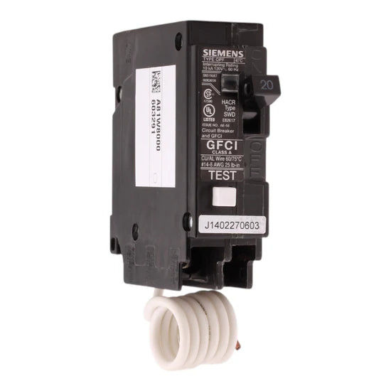 Siemens QF120 20A 1-Pole GFCI Circuit Breaker – Plug-On – 120V