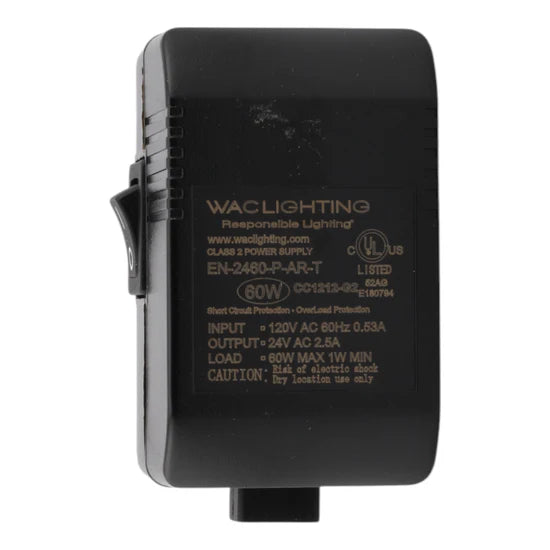 WAC Lighting EN-2460-P-AR-T 60W Plug-In Electronic Transformer – 120V/24V – For InvisiLED Tape Light