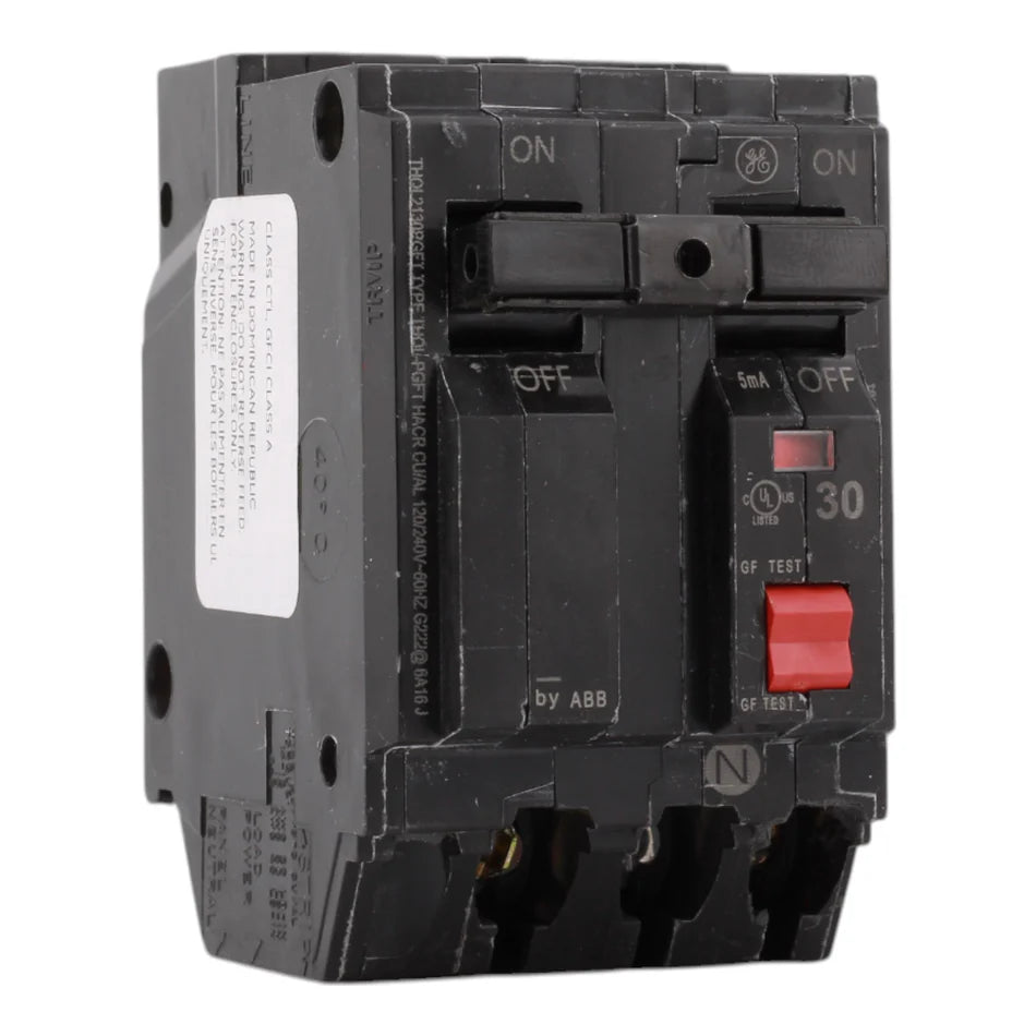 GE THQL2130PGFT 30A 120/240V 2-Pole GFCI Circuit Breaker – Plug-On Neutral