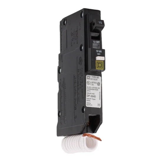 Square D QO115CAFI 15A 1-Pole Combination AFCI Circuit Breaker – Pigtail Neutral – 120V