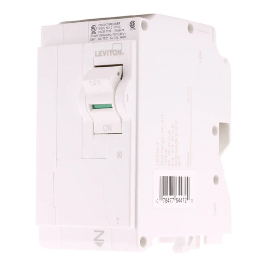 Leviton LB250-T 50A 2-Pole Standard Thermal Magnetic Breaker – Plug-On Neutral – 120/240V