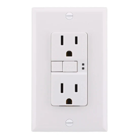Eaton TRSGF15W 15A 2-Pole Tamper-Resistant GFCI Duplex Receptacle with Cover – Flush Mount – 125V