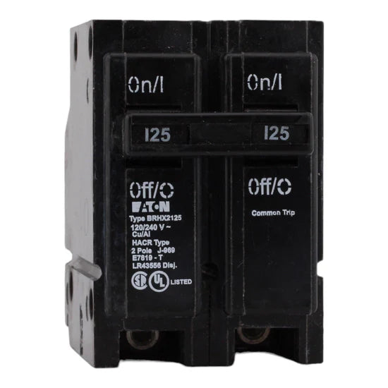 Eaton BRHX2125 125A 2-Pole Thermal Magnetic Circuit Breaker – Plug-On – 120/240V