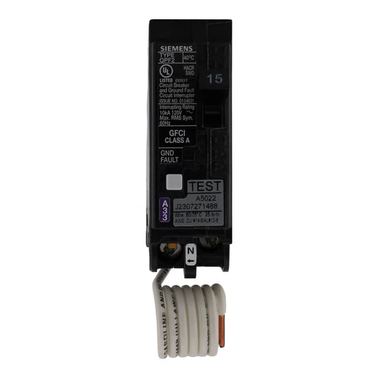 Siemens QF115A 15A 1P GFCI – Plug-In – 120V