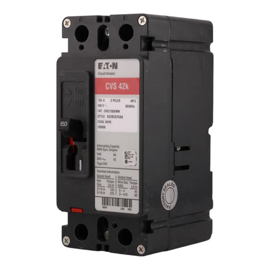 Eaton CVS2150XMM 150A 2-Pole Molded Case – 42kAIC – 240V