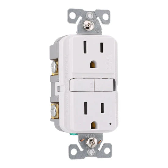 Eaton TRGF15W 15A 2-Pole Tamper-Resistant GFCI Receptacle – Flush Mount – 125V