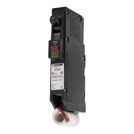 Square D QO120PDF 20A 1-Pole Dual Function AFCI/GFCI Circuit Breaker – Plug-On Neutral – 120V