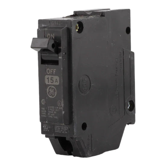 GE THQL1115 15A 1-Pole Thermal Magnetic Circuit Breaker – Plug-In – 120/240V