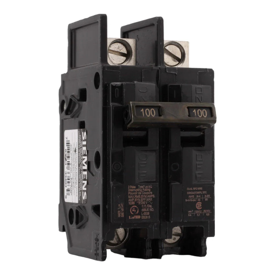 Siemens BQ2B100L 100 Amp Double Pole Standard Trip Circuit Breaker