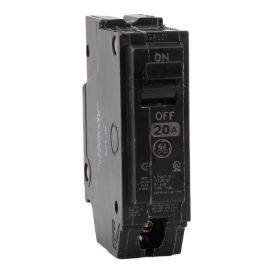 GE THQL1120 20A 1-Pole Thermal Magnetic Circuit Breaker – Plug-In – 120/240V