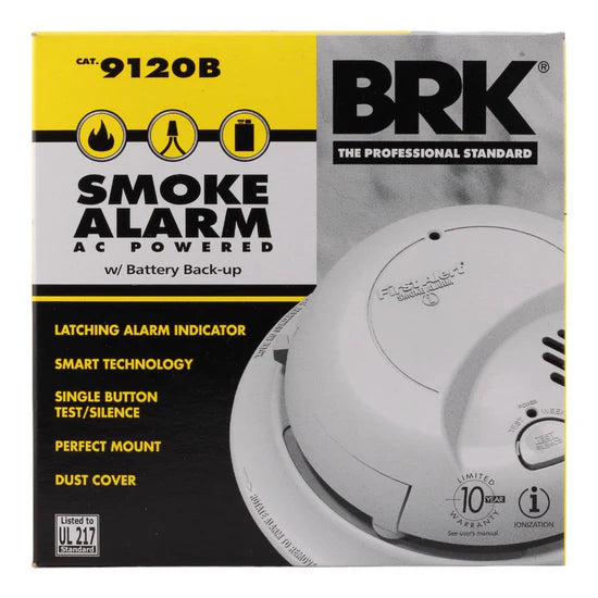 BRK 9120B 120V 1-Pack Ionization Smoke Alarm – Hardwired – 120V