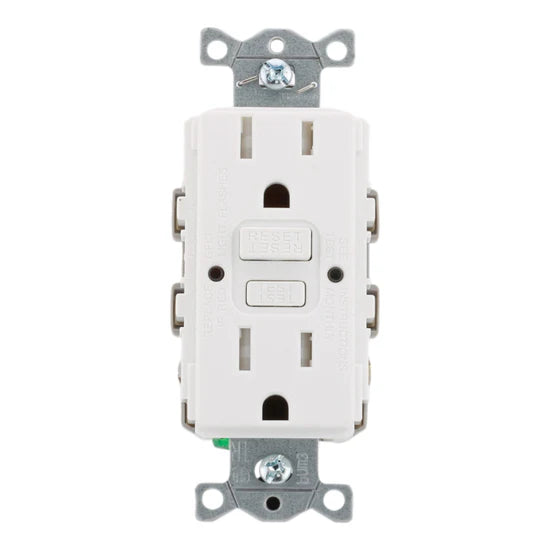 Hubbell GFTRST15W 15A 2-Pole Self-Test Tamper-Resistant GFCI Receptacle – Flush Mount – 125V