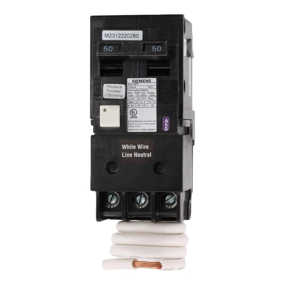 Siemens QF250A 50A 2-Pole GFCI Circuit Breaker – Plug-In – 120/240V